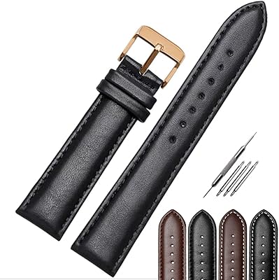 strapseeker jaxon 真皮加垫皮革玫瑰金针扣表带- 高级表带替换男女